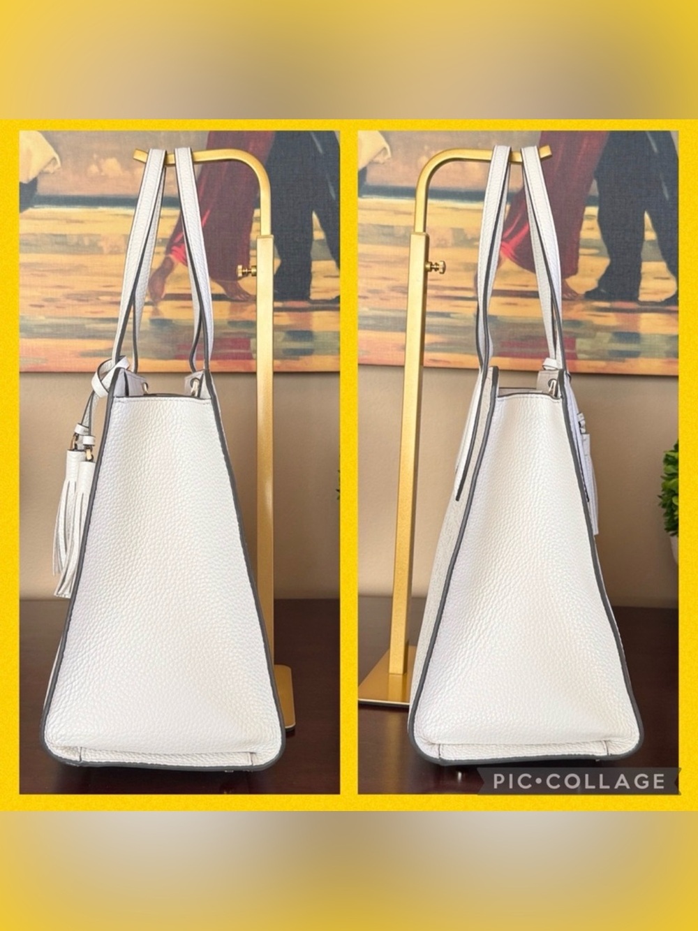 KATE SPADE ♠️ New York 🤍Rowe🤍 WHITE PERFORATED TOP ZIP SATCHEL BAG 🌟EUC🌟 - Picture 9 of 17